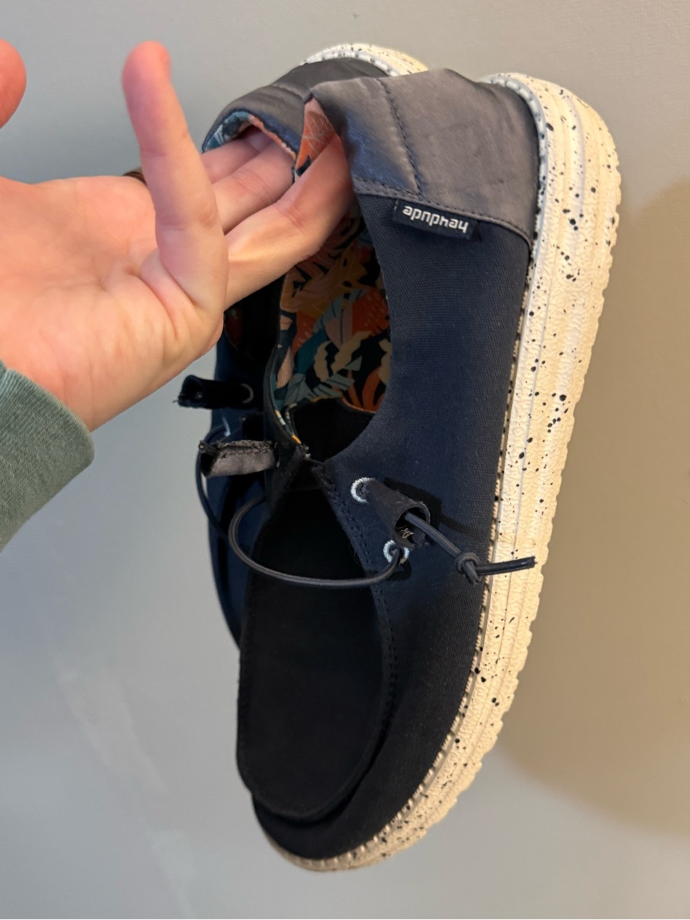 Hey Dude Navy Canvas Wally Shoe with Speckled Sole